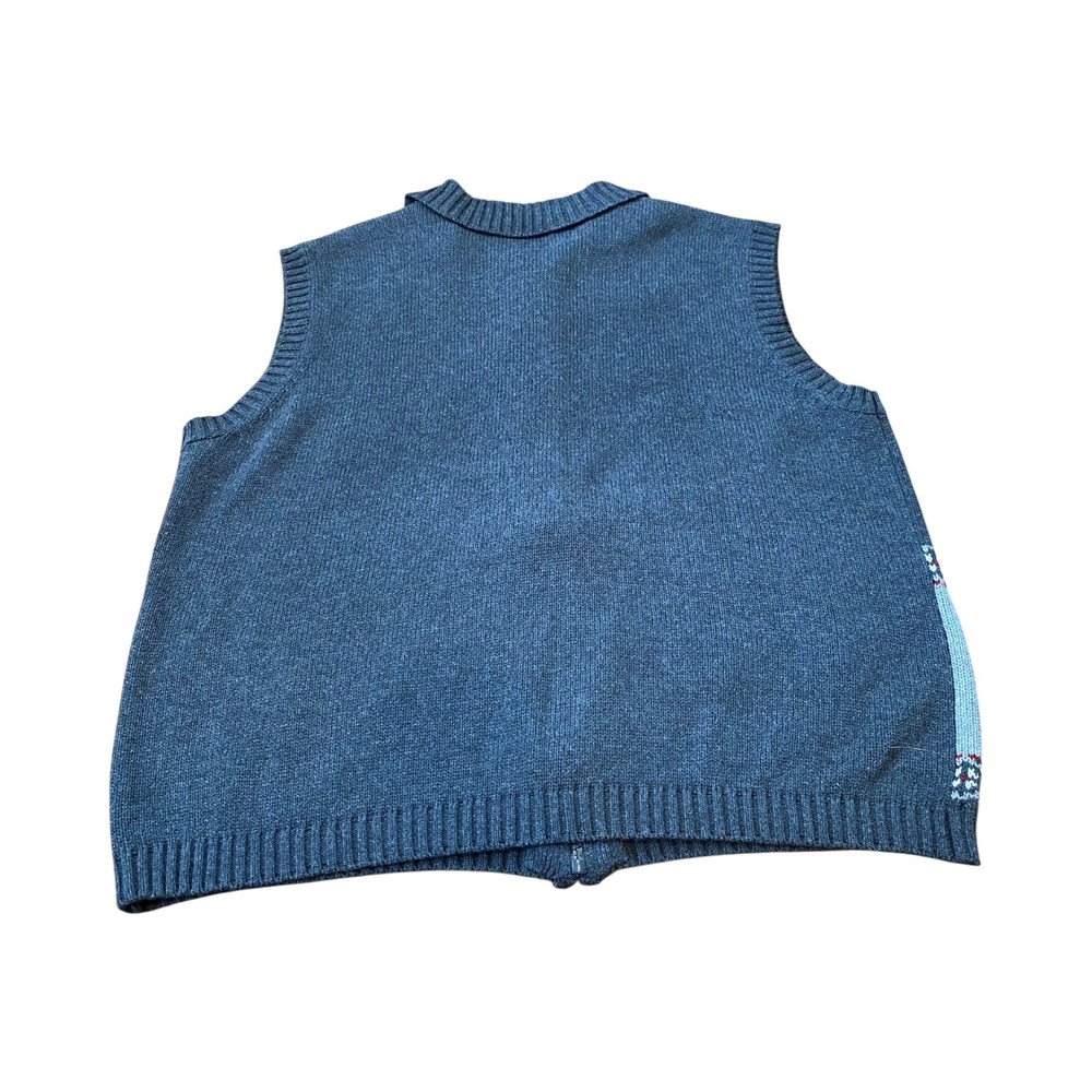 Southern Lady Cardigan Vest Large Gray Snowflake Cardinal Bird Knit‎ Full Zip - Picture 5 of 6